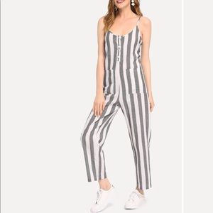 Striped Jump Suit With Pockets